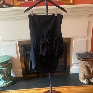 Robert Rodriguez size 4 silk ruffle embellishment knee-length black skirt